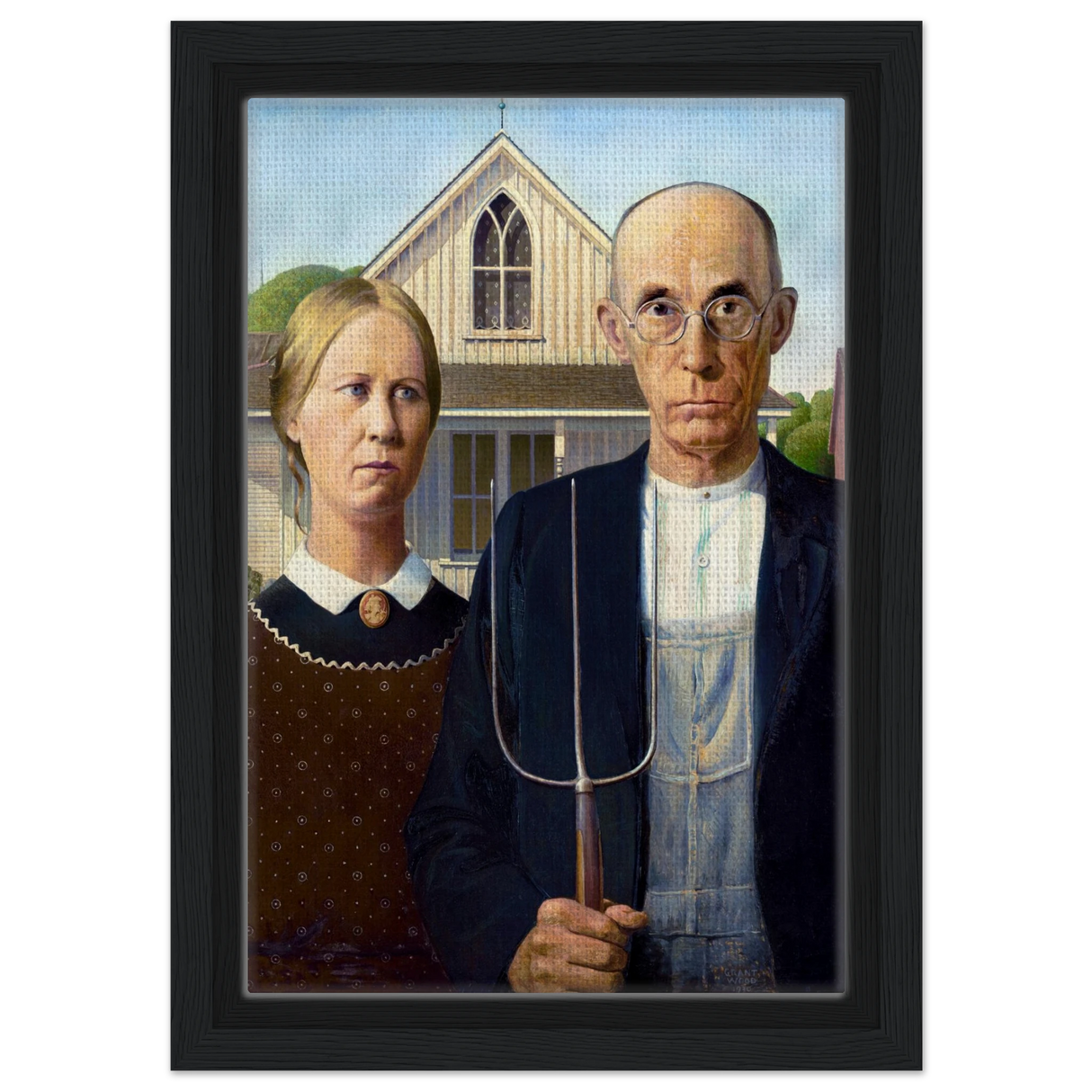American Gothic by Grant Wood – Iconic American Regionalism Art PrintFramed Canvas40x60 cm / 16x24″
