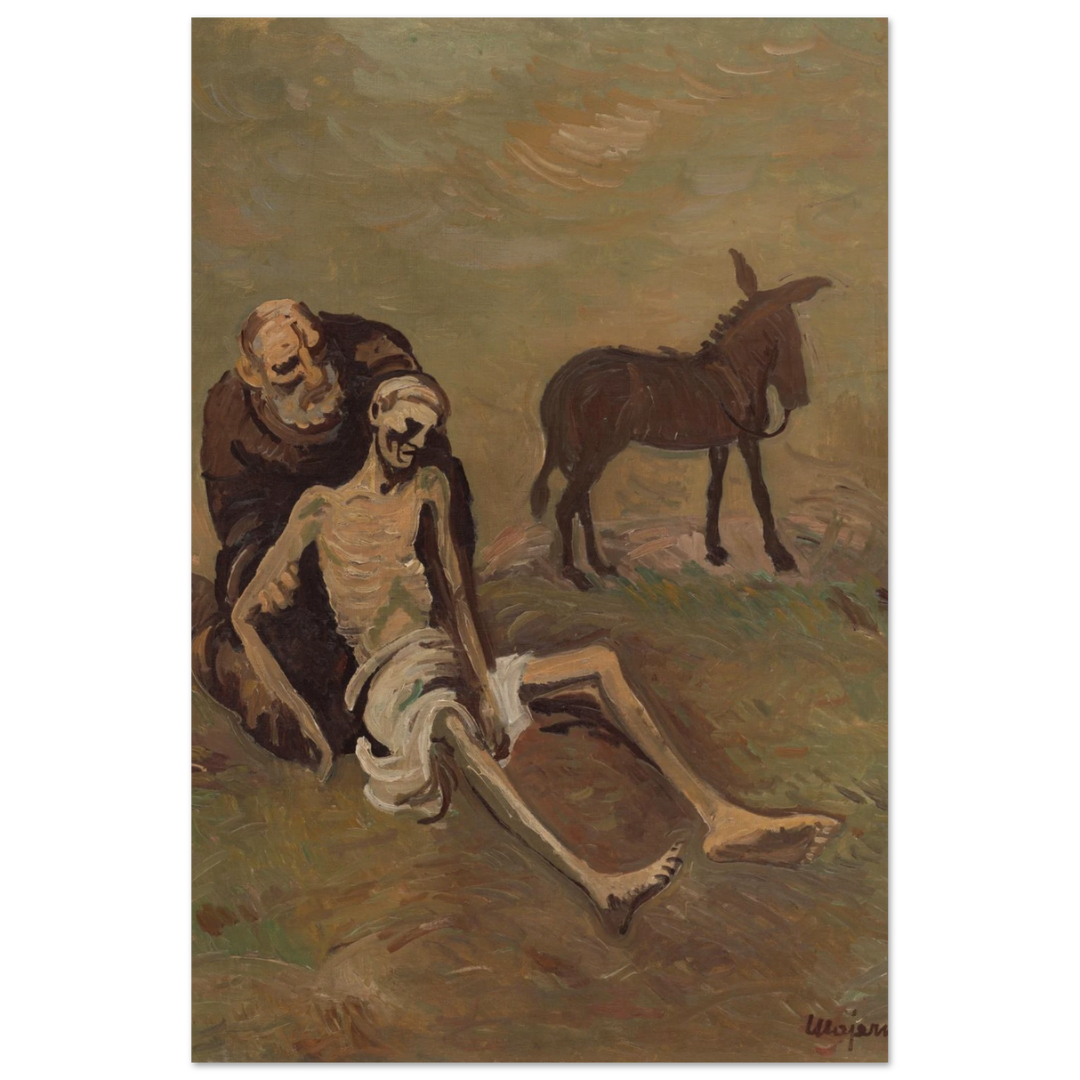 The Good Samaritan by Cyprián MajernÃk – Expressionist Biblical Wall Art PrintFramed Canvas30x40 cm / 12x16″