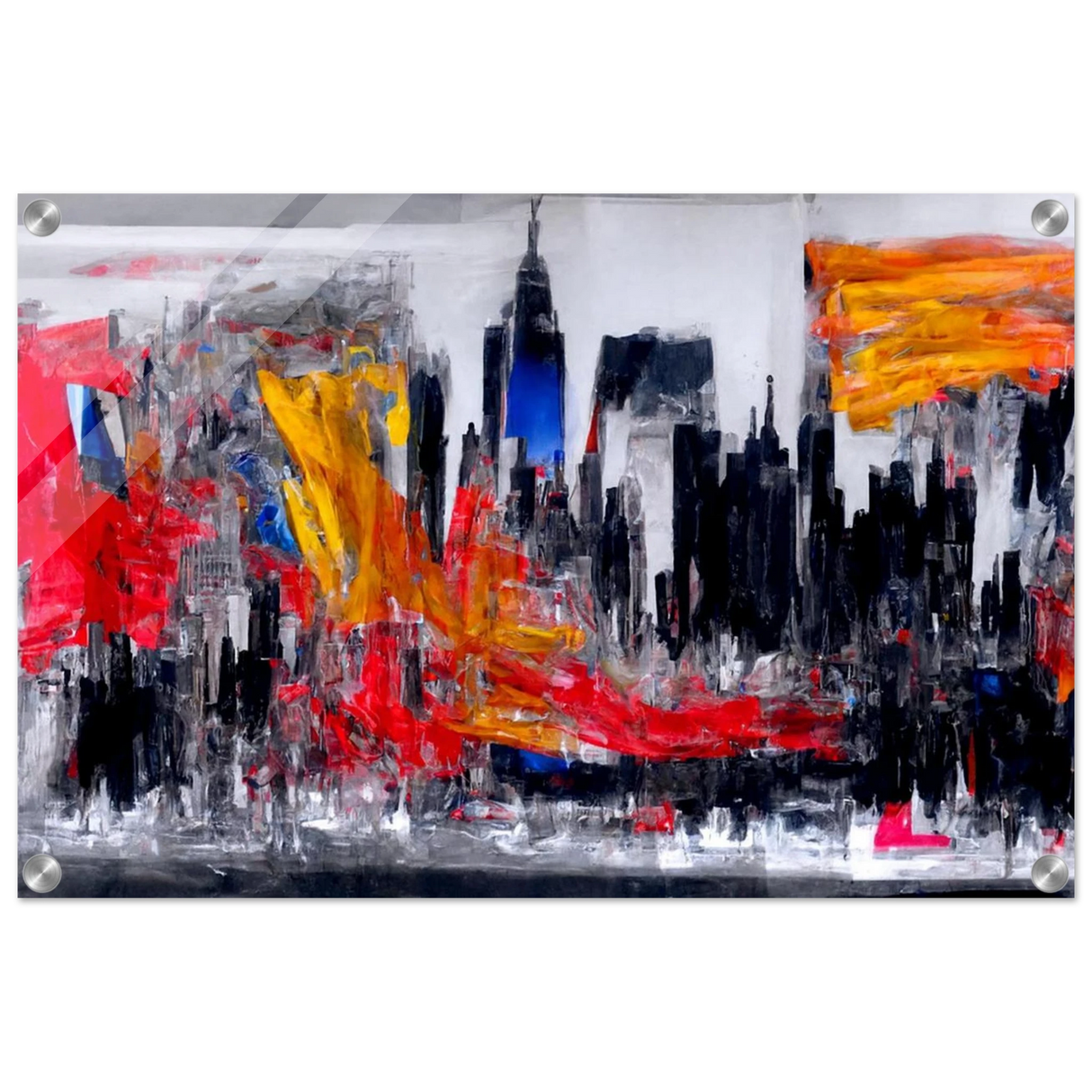 Urban Inferno – Abstract Cityscape Wall Art PrintFramed Canvas40x60 cm / 16x24″
