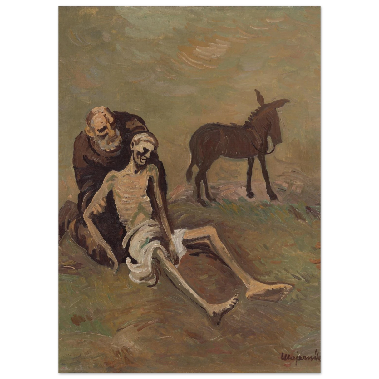 The Good Samaritan by Cyprián MajernÃk – Expressionist Biblical Wall Art PrintFramed Canvas30x40 cm / 12x16″