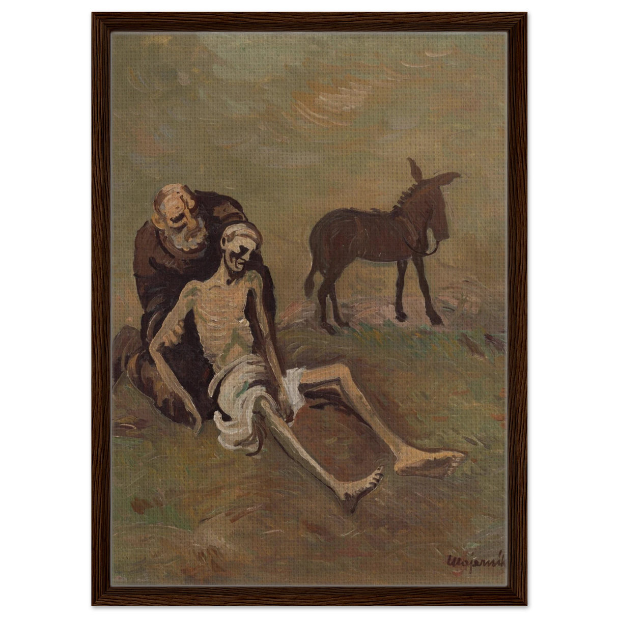 The Good Samaritan by Cyprián MajernÃk – Expressionist Biblical Wall Art PrintBrushed Aluminum Print20x30 cm / 8x12″