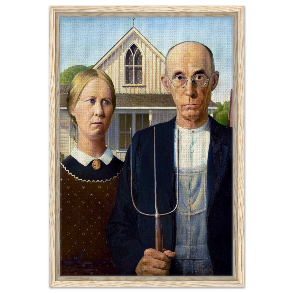 American Gothic by Grant Wood – Iconic American Regionalism Art PrintFramed Canvas30x45 cm / 12x18″