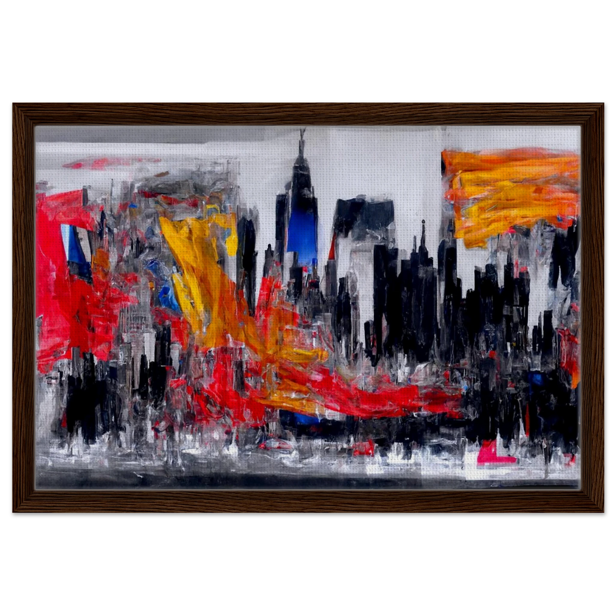 Urban Inferno – Abstract Cityscape Wall Art PrintFramed Canvas20x30 cm / 8x12″
