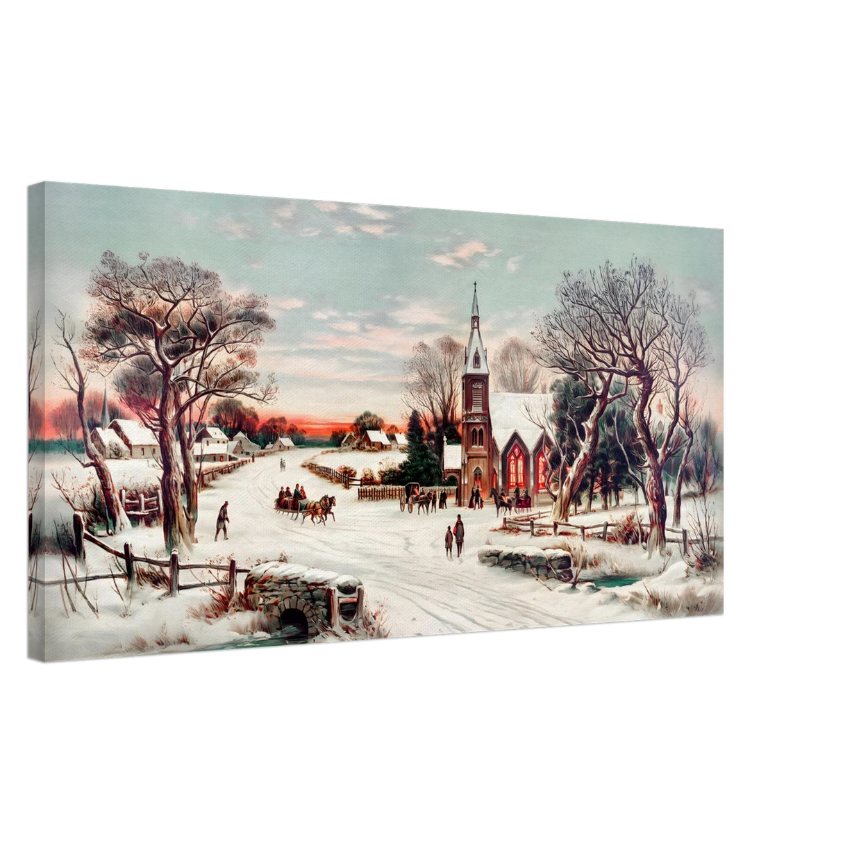 Vintage Christmas Eve Canvas Print by Hoover & Son – Timeless Winter Landscape Art50x100 cm / 20x40″