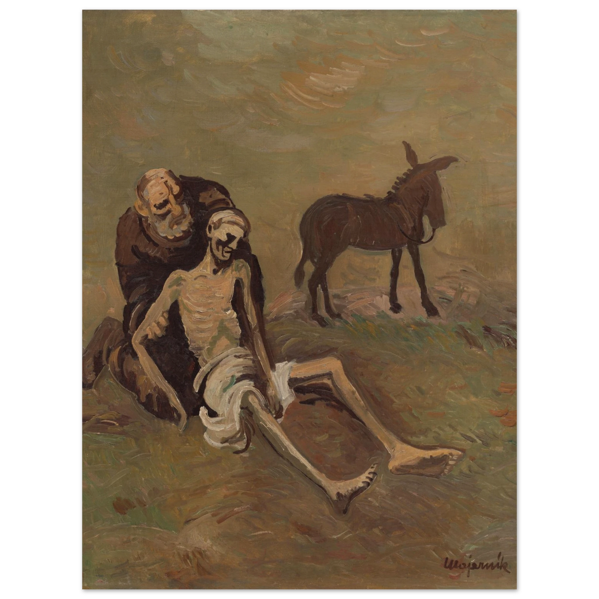 The Good Samaritan by Cyprián MajernÃk – Expressionist Biblical Wall Art PrintWood Prints30x40 cm / 12x16″