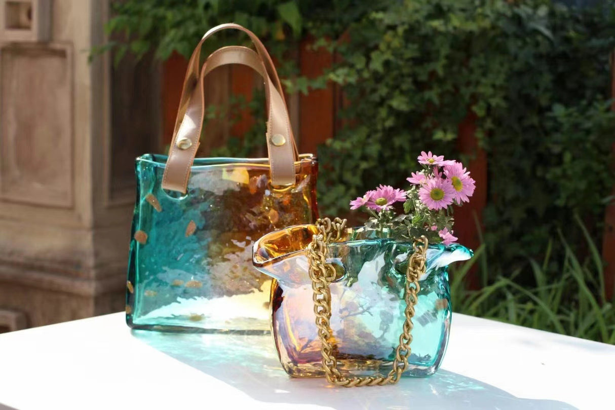 Handcrafted Glass Handbag Vase – Creative Light Luxury Home Décor