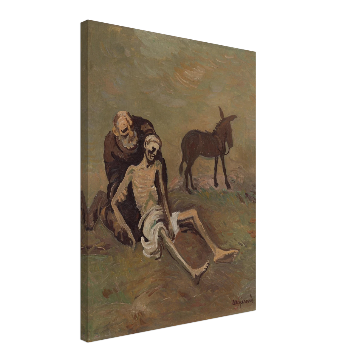 The Good Samaritan by Cyprián MajernÃk – Expressionist Biblical Wall Art PrintBrushed Aluminum Print45x60 cm / 18x24″