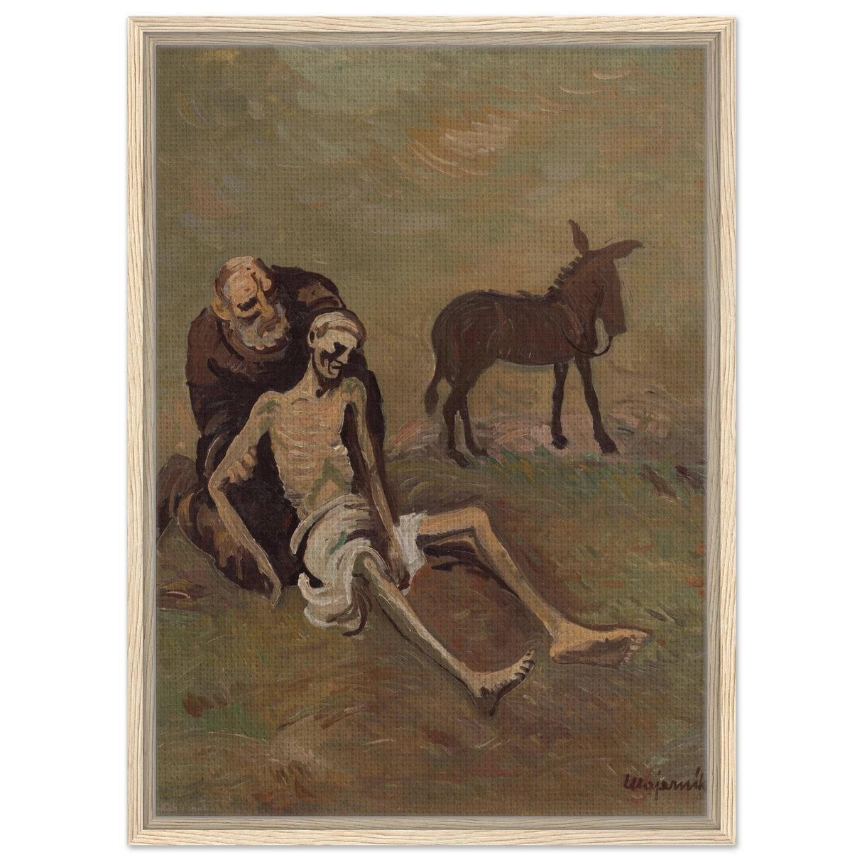 The Good Samaritan by Cyprián MajernÃk – Expressionist Biblical Wall Art PrintWood Prints45x60 cm / 18x24″