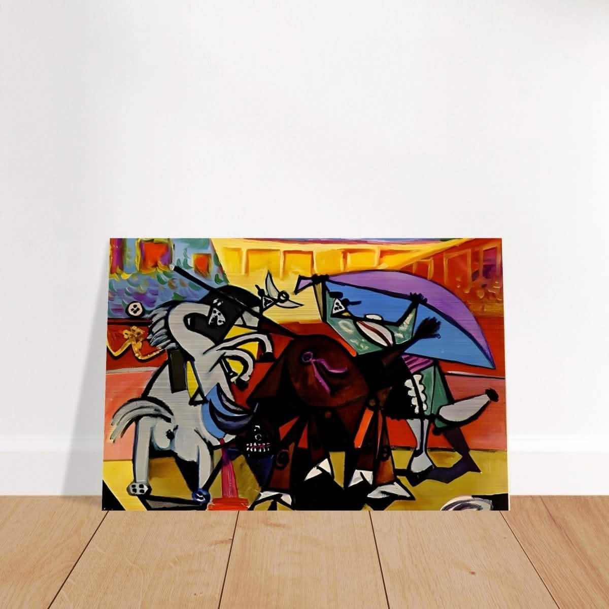 A Bullfight Cubism Painting by Pablo Picasso | wall art print - Brushed Aluminum Print - 30x45 cm / 12x18″ -