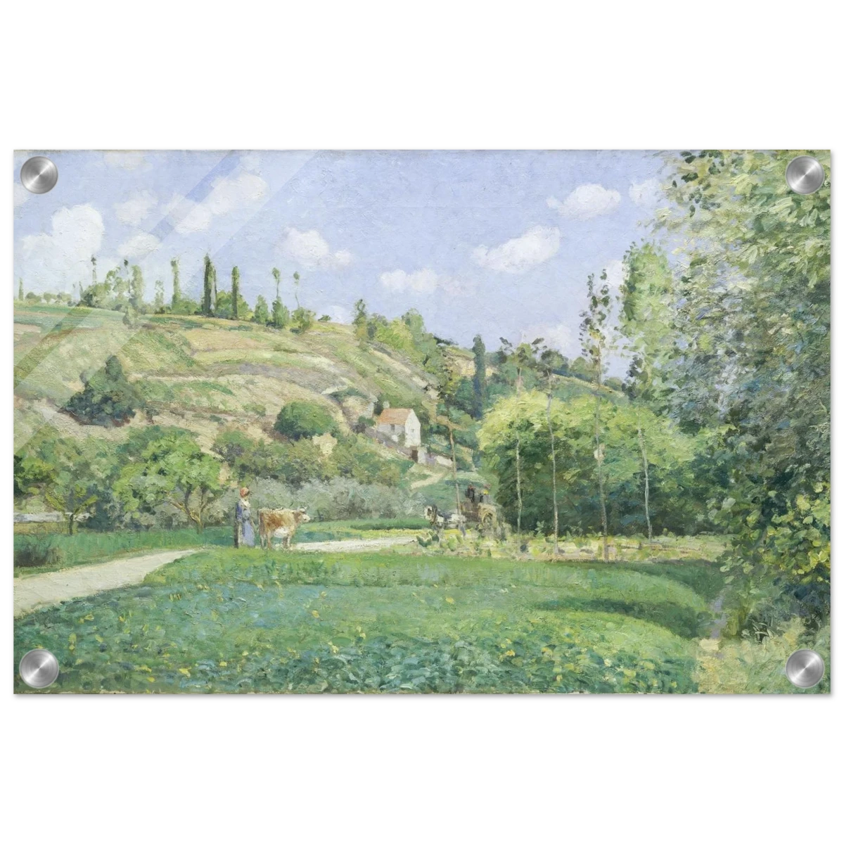 A Cowherd at Valhermeil, Auvers - sur - Oise (1874) by Camille Pissarro | Nature Wall art Print - Acrylic Print - 30x45 cm / 12x18″ -