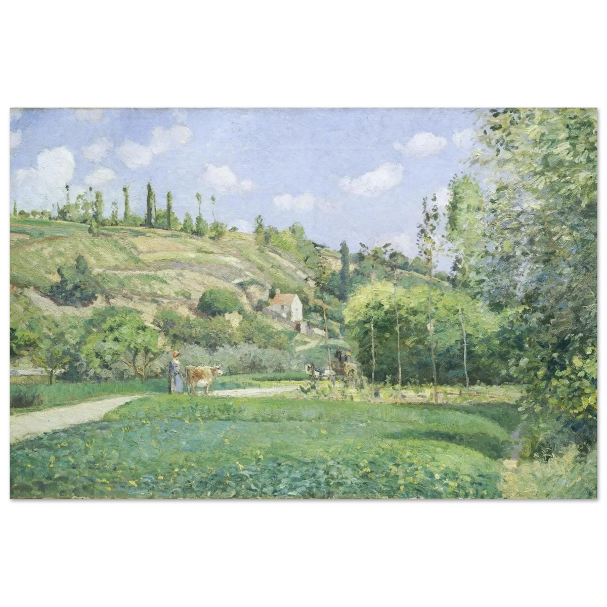 A Cowherd at Valhermeil, Auvers - sur - Oise (1874) by Camille Pissarro | Nature Wall art Print - Fine Art Poster - 40x60 cm / 16x24″ -
