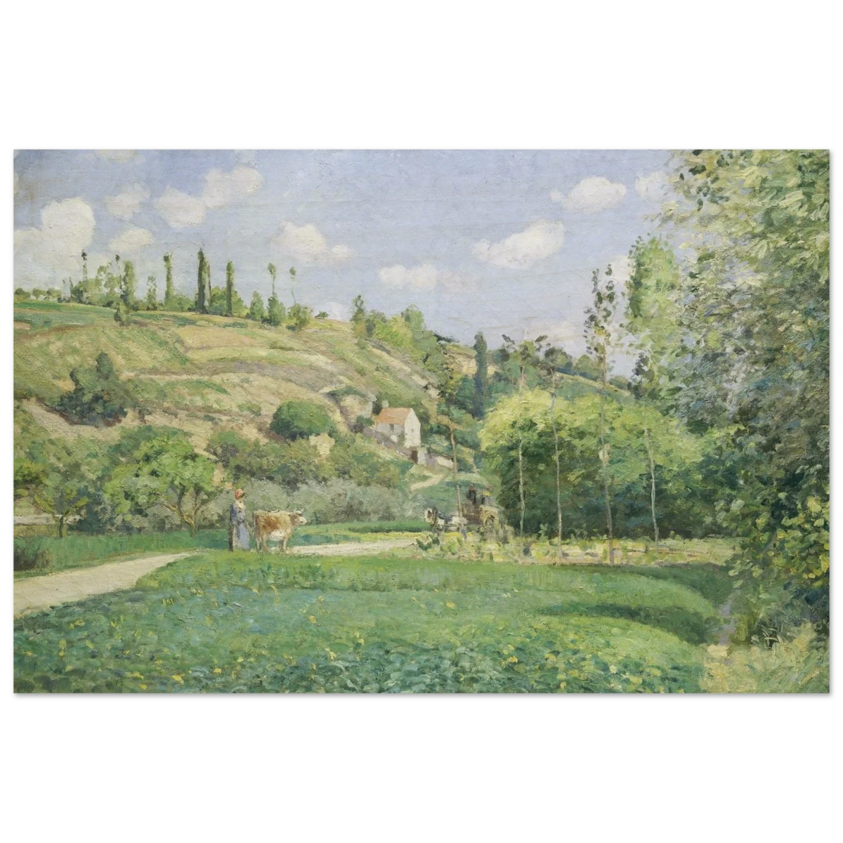 A Cowherd at Valhermeil, Auvers - sur - Oise (1874) by Camille Pissarro | Nature Wall art Print - Wood Prints - 20x30 cm / 8x12″ -