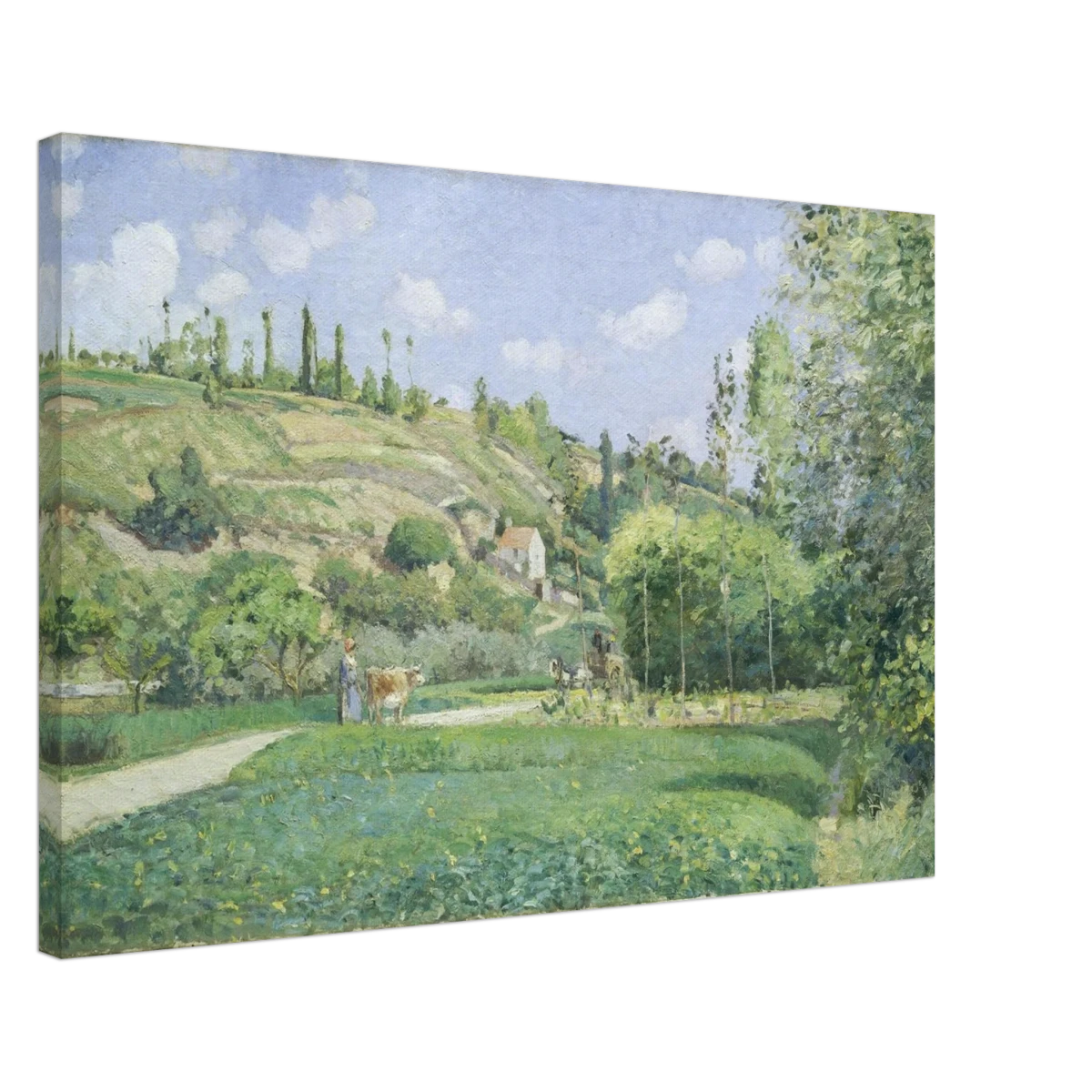 A Cowherd at Valhermeil, Auvers - sur - Oise (1874) by Camille Pissarro | Nature Wall art Print - Canvas - 50x75 cm / 20x30″ -