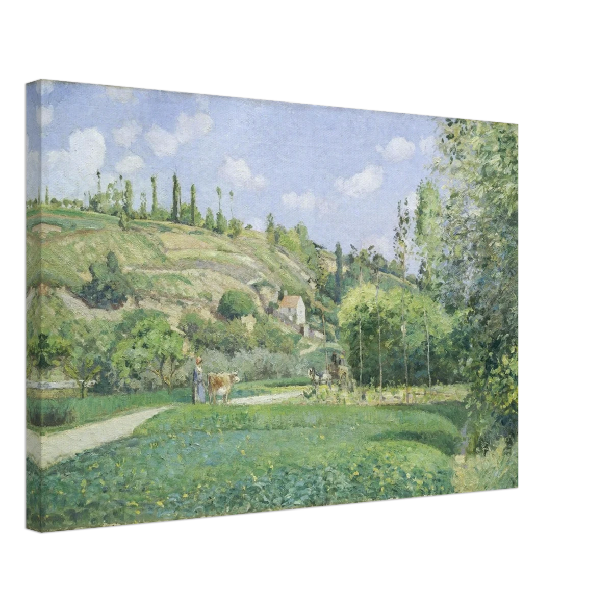 A Cowherd at Valhermeil, Auvers - sur - Oise (1874) by Camille Pissarro | Nature Wall art Print - Canvas - 40x60 cm / 16x24″ -