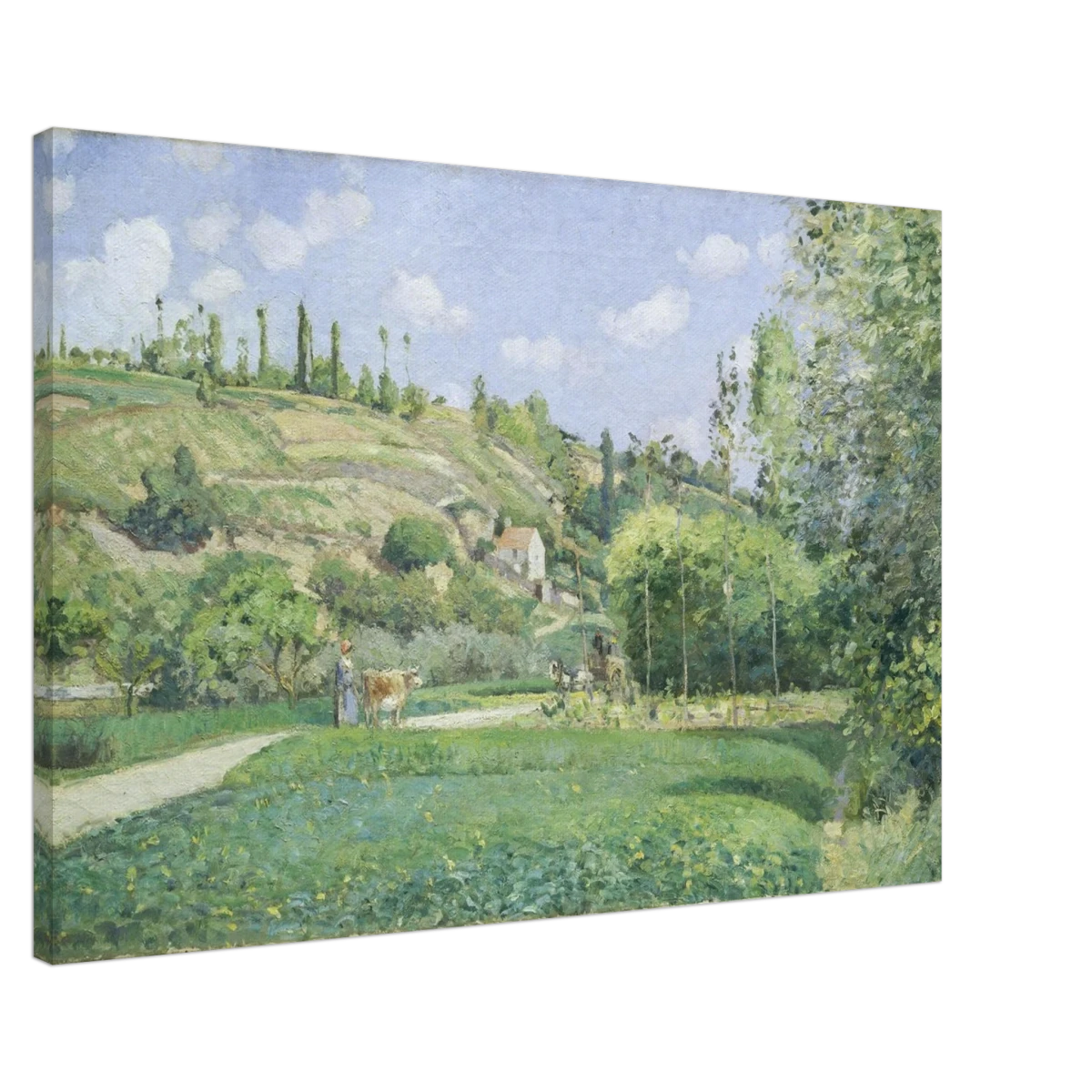 A Cowherd at Valhermeil, Auvers - sur - Oise (1874) by Camille Pissarro | Nature Wall art Print - Canvas - 60x90 cm / 24x36″ -