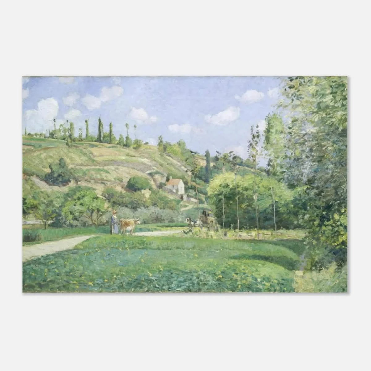 A Cowherd at Valhermeil, Auvers - sur - Oise (1874) by Camille Pissarro | Nature Wall art Print - Aluminum Print - 40x60 cm / 16x24″ -