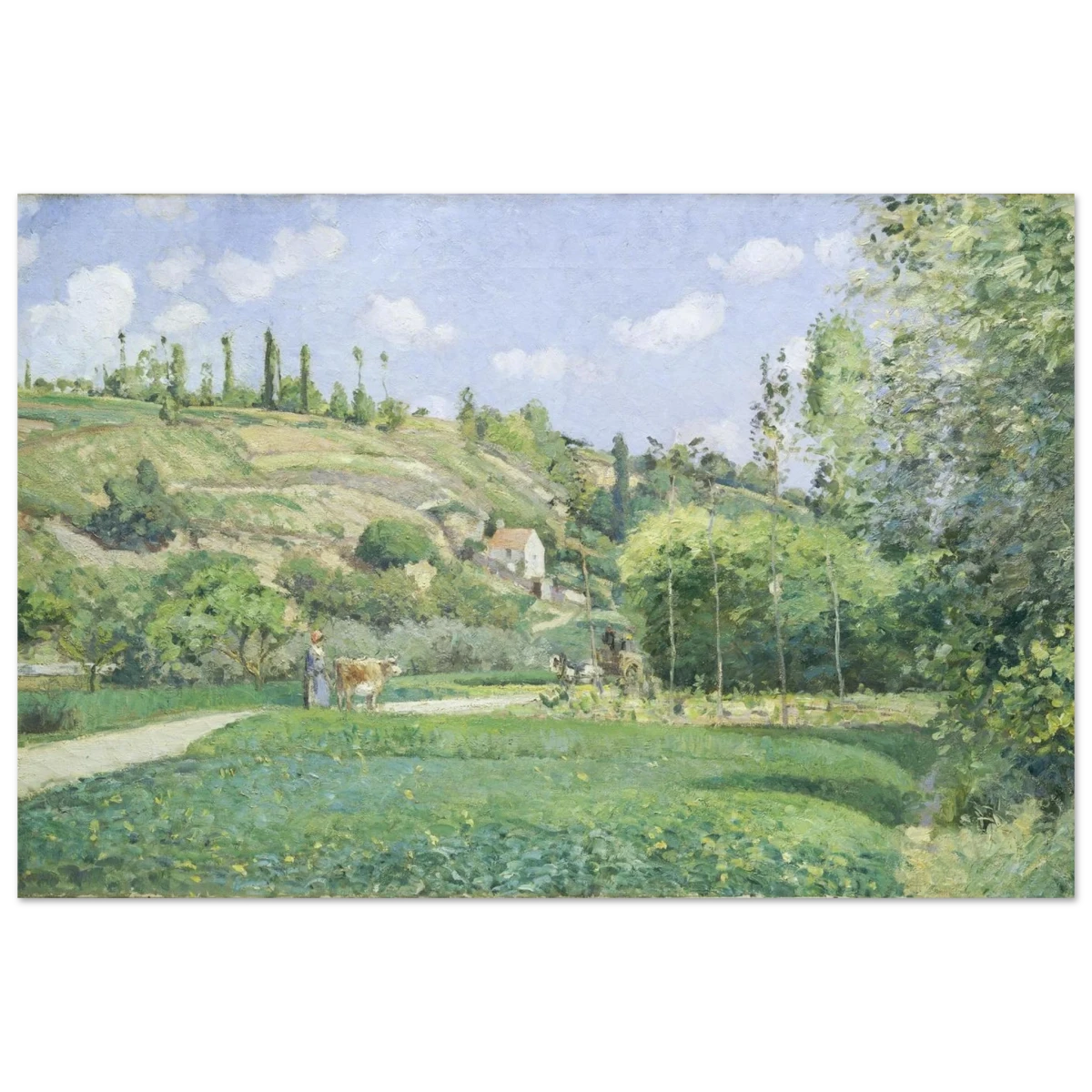A Cowherd at Valhermeil, Auvers - sur - Oise (1874) by Camille Pissarro | Nature Wall art Print - Fine Art Poster - 30x45 cm / 12x18″ -