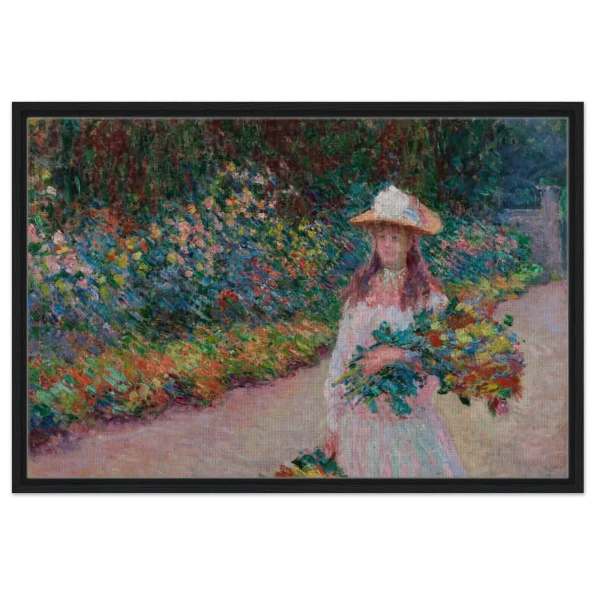 A Girl in the Garden | Vintage Art Wall art print - Framed Canvas - 60x90 cm / 24x36″ - Black frame