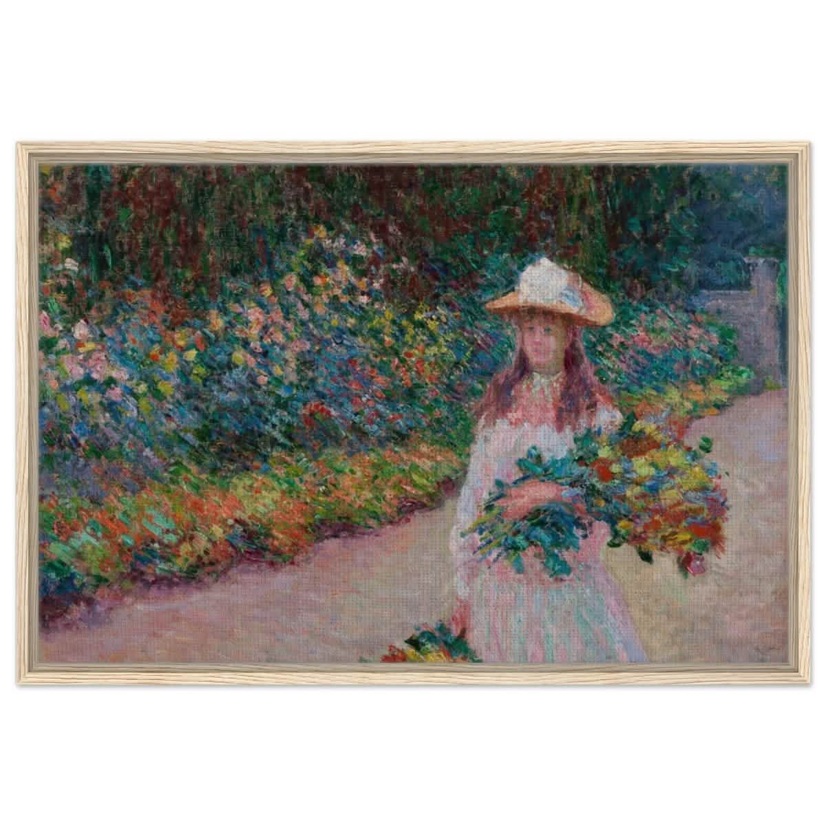A Girl in the Garden | Vintage Art Wall art print - Framed Canvas - 60x90 cm / 24x36″ - Wood frame