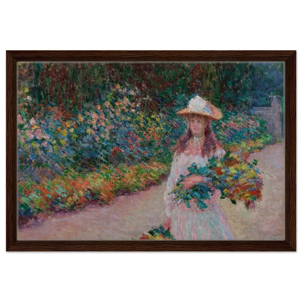 A Girl in the Garden | Vintage Art Wall art print - Framed Canvas - 40x60 cm / 16x24″ - Dark wood frame
