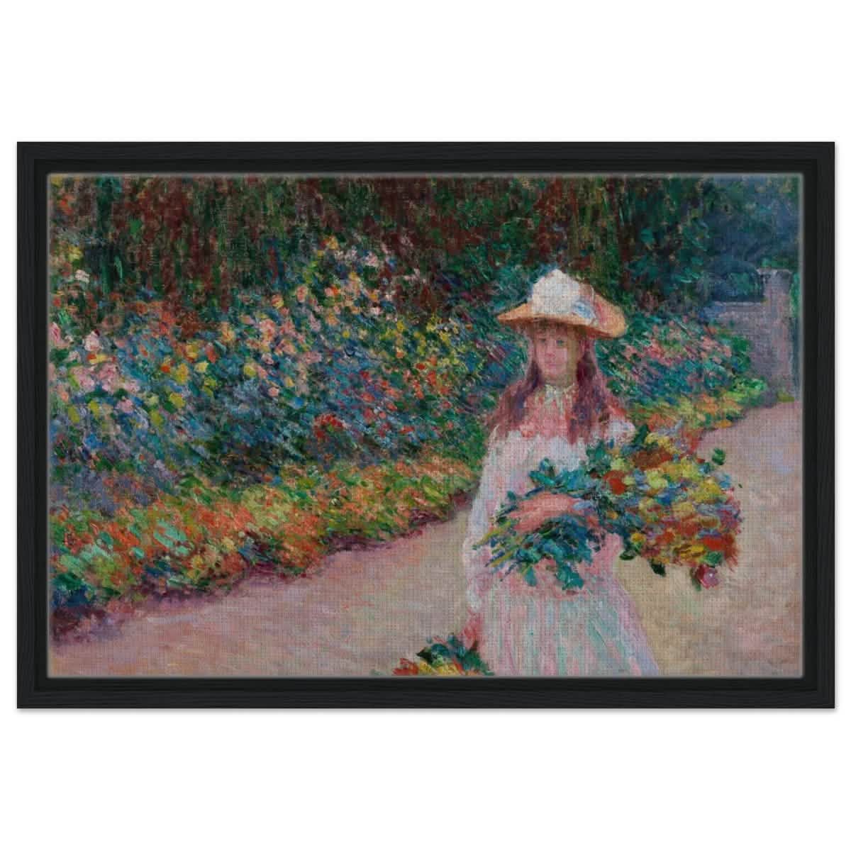 A Girl in the Garden | Vintage Art Wall art print - Framed Canvas - 40x60 cm / 16x24″ - Black frame