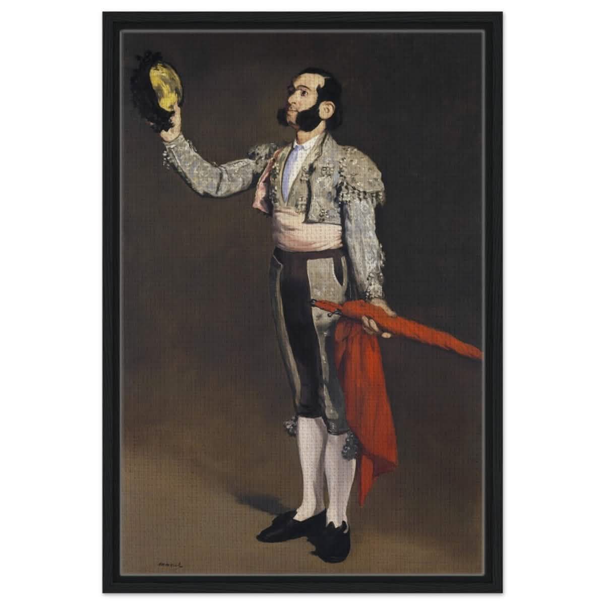 A Matador by Edouard Manet (1866–67) | Vintage wall art print - Framed Canvas - 50x75 cm / 20x30″ - Black frame