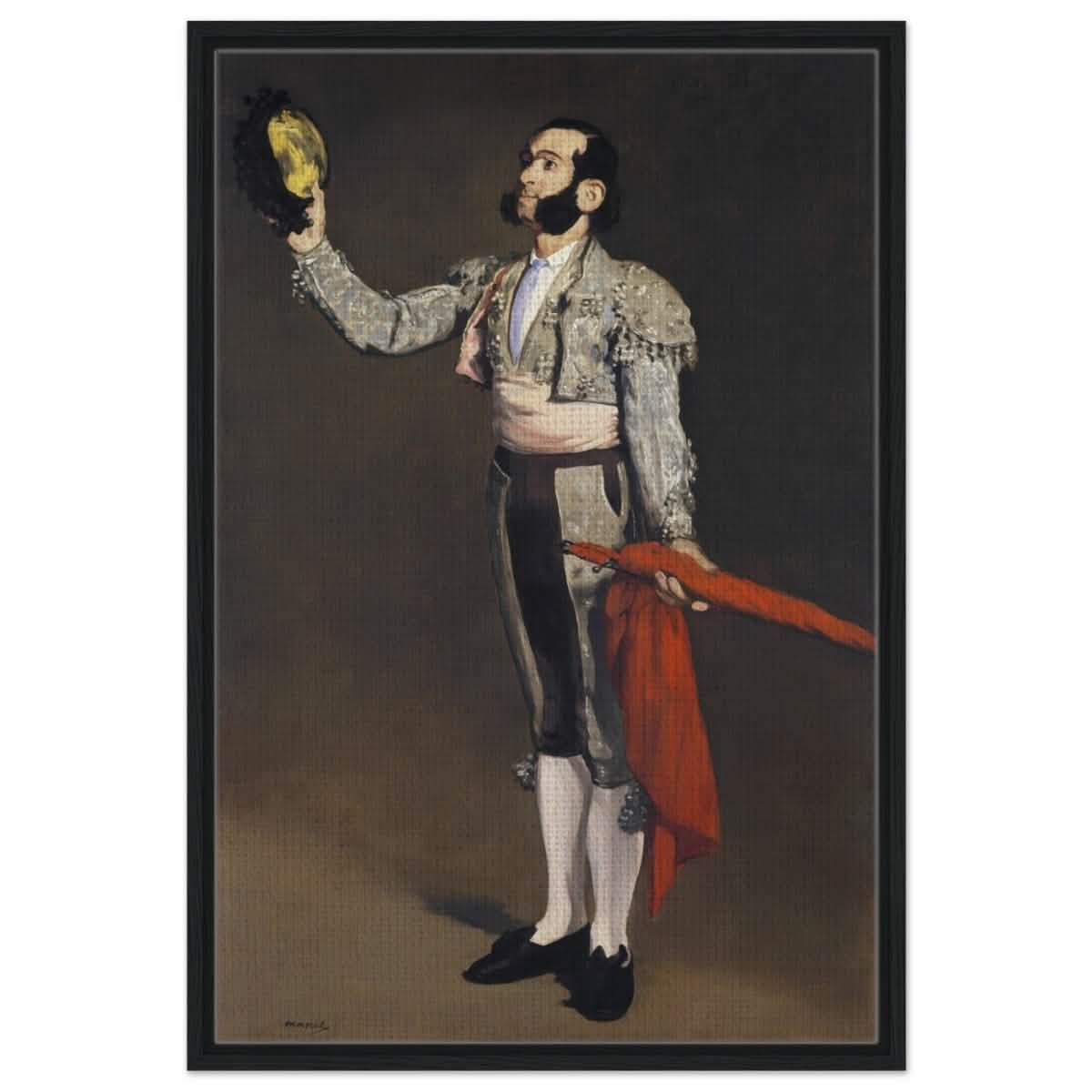 A Matador by Edouard Manet (1866–67) | Vintage wall art print - Framed Canvas - 60x90 cm / 24x36″ - Black frame
