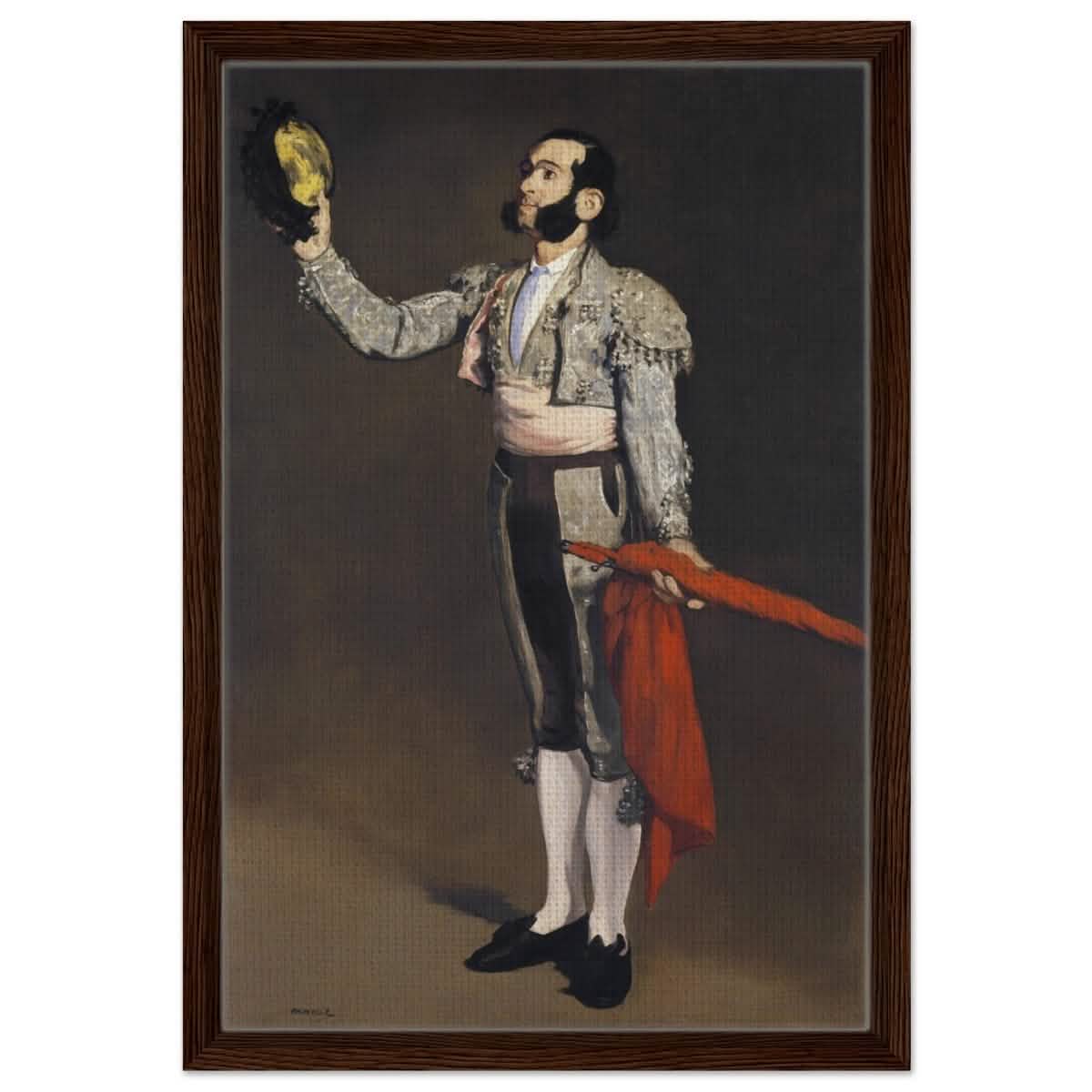 A Matador by Edouard Manet (1866–67) | Vintage wall art print - Framed Canvas - 40x60 cm / 16x24″ - Dark wood frame