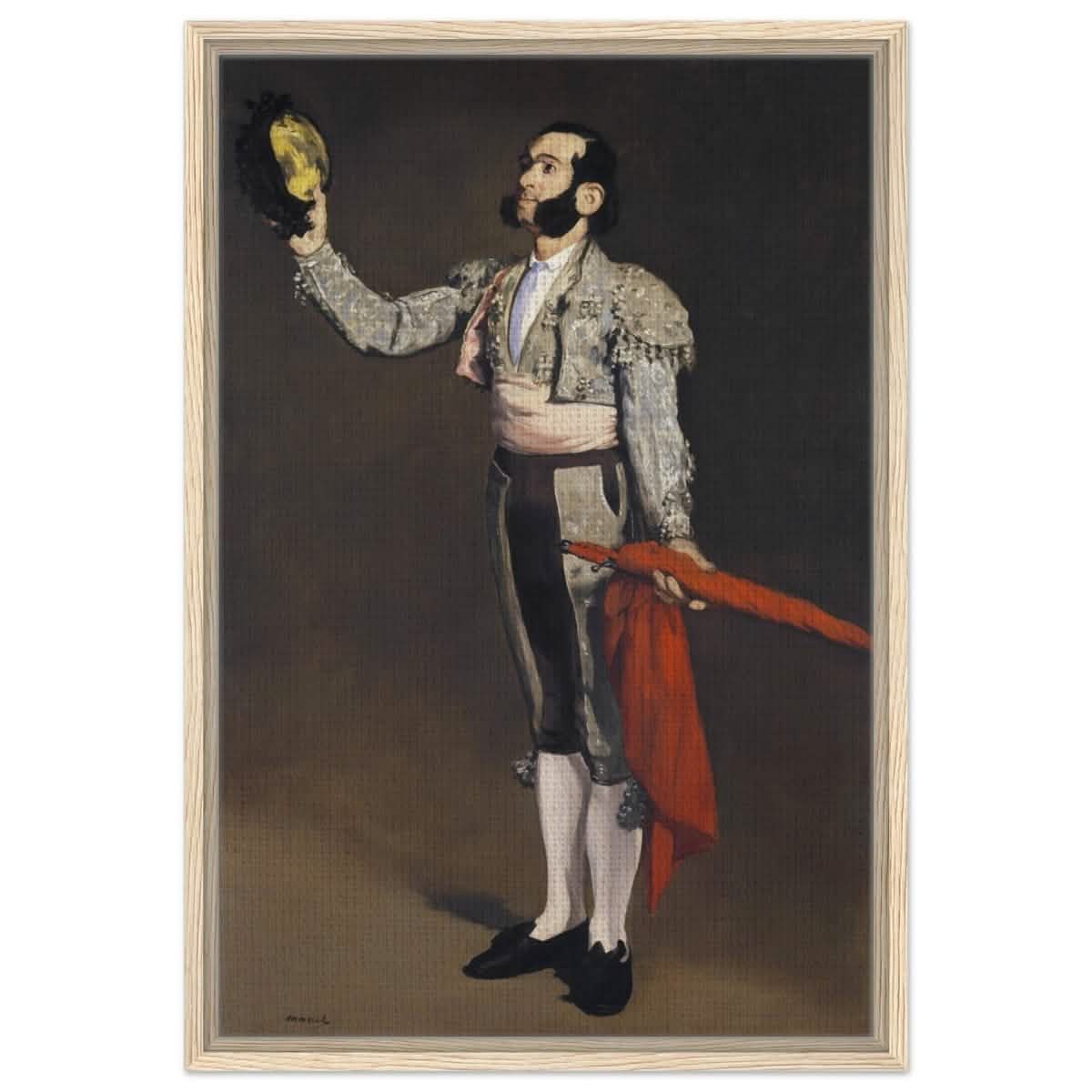 A Matador by Edouard Manet (1866–67) | Vintage wall art print - Framed Canvas - 50x75 cm / 20x30″ - Wood frame