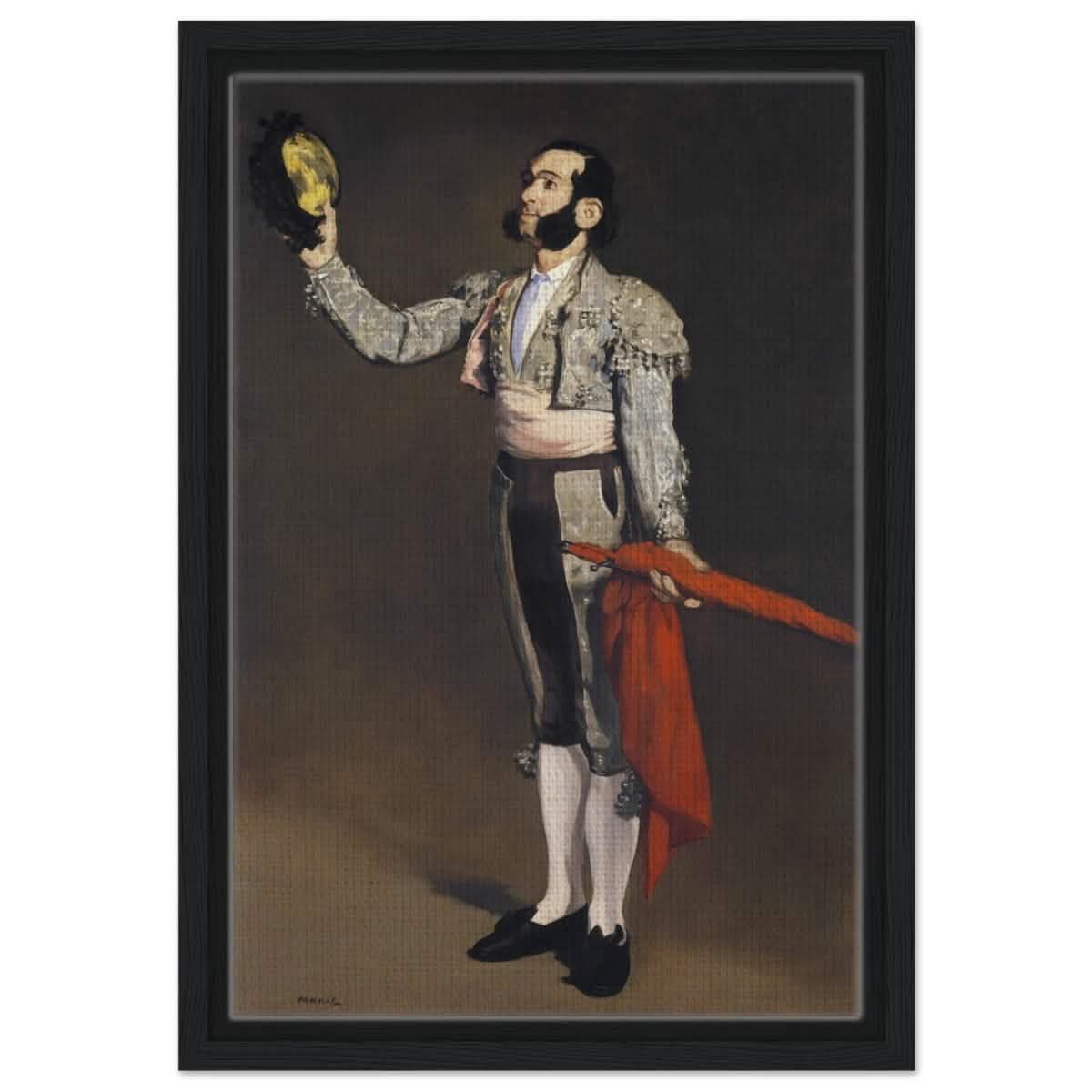A Matador by Edouard Manet (1866–67) | Vintage wall art print - Framed Canvas - 30x45 cm / 12x18″ - Black frame