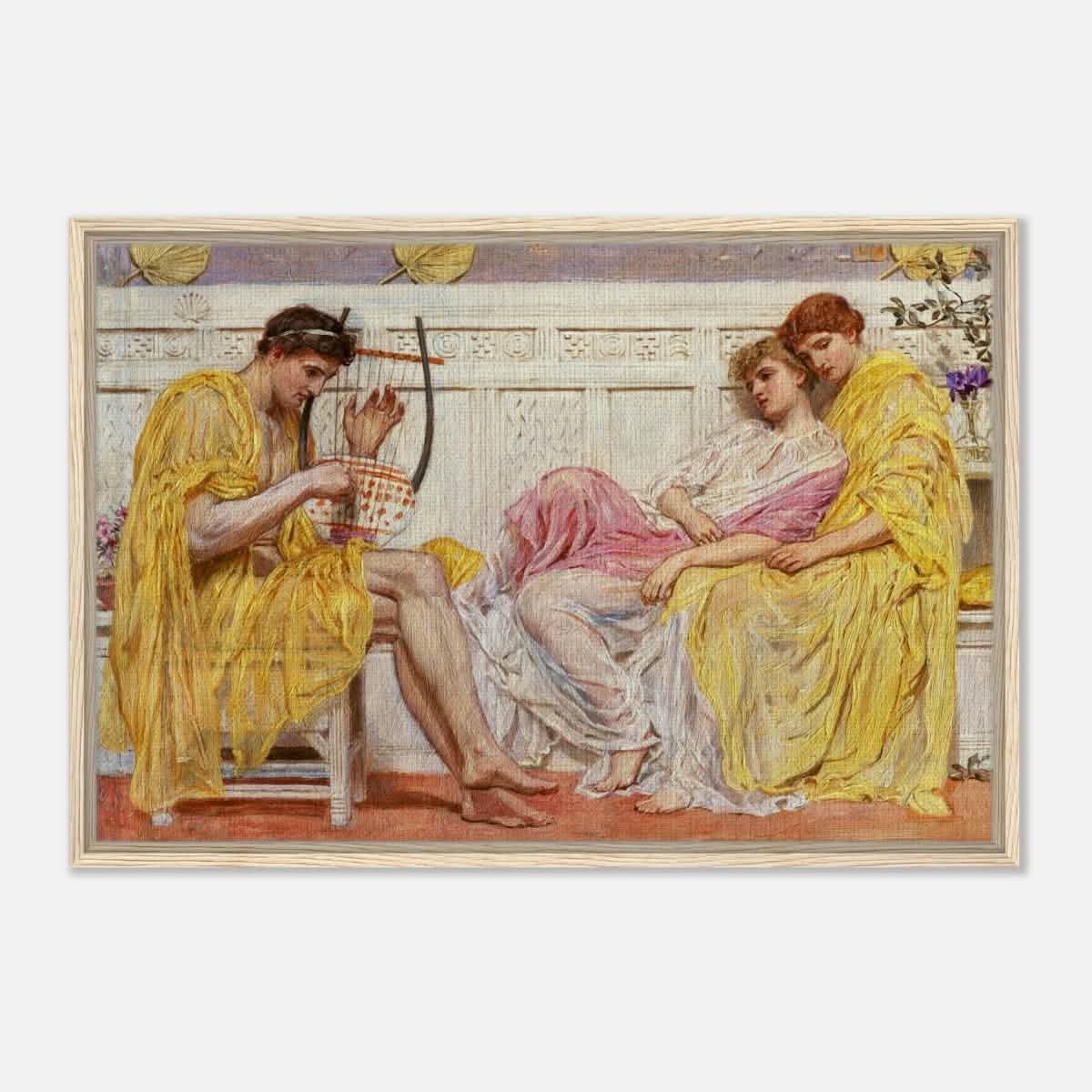 A Musician by Albert Joseph Moore (1867) | Vintage wall art print - Framed Canvas - 60x90 cm / 24x36″ - Wood frame