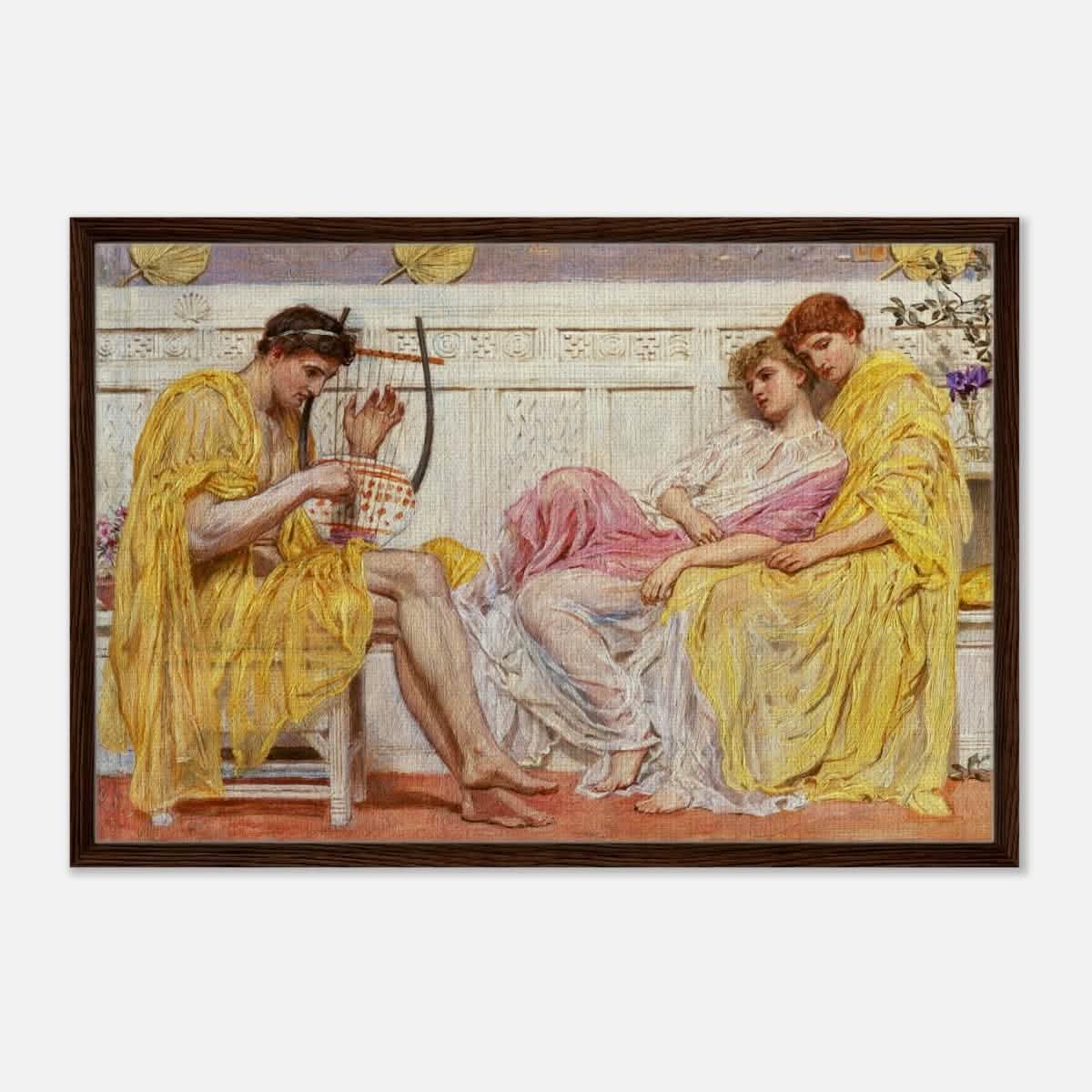 A Musician by Albert Joseph Moore (1867) | Vintage wall art print - Framed Canvas - 60x90 cm / 24x36″ - Dark wood frame