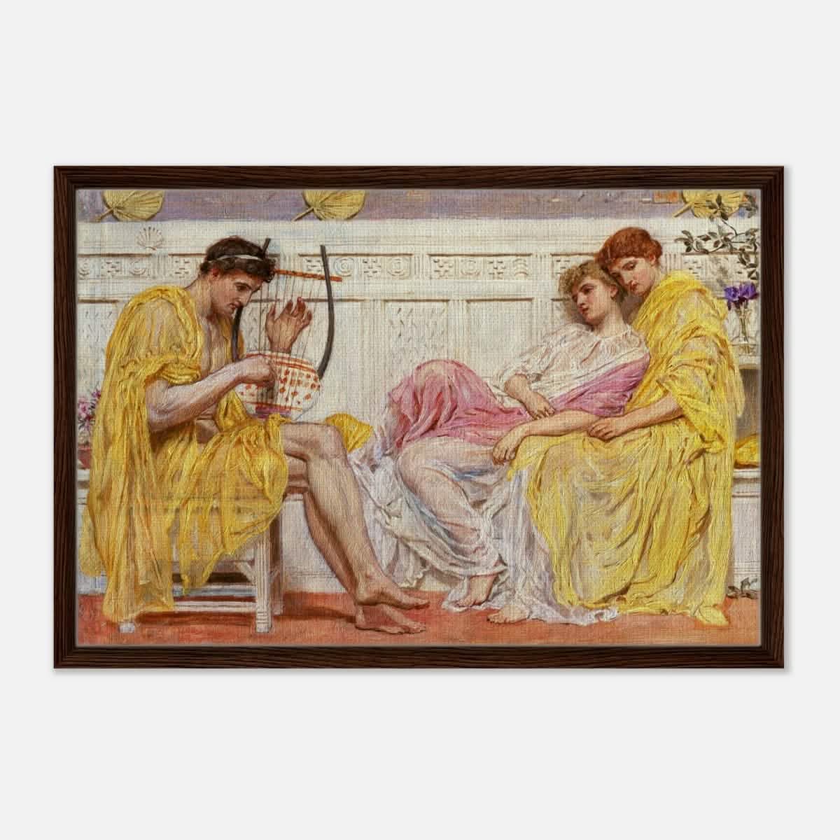 A Musician by Albert Joseph Moore (1867) | Vintage wall art print - Framed Canvas - 50x75 cm / 20x30″ - Dark wood frame