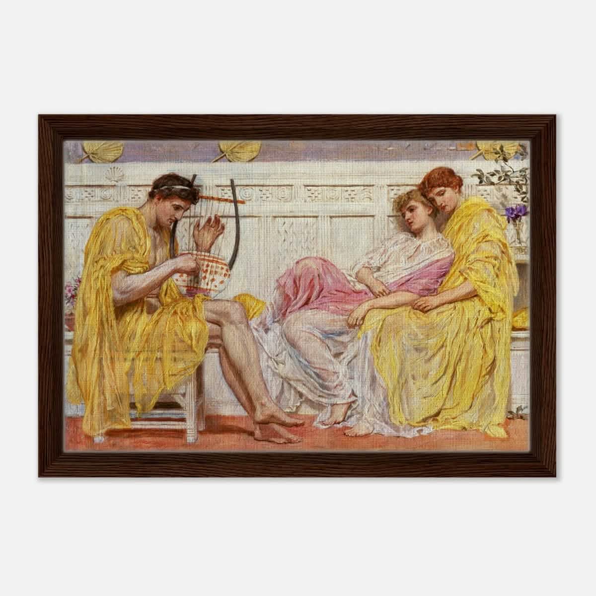 A Musician by Albert Joseph Moore (1867) | Vintage wall art print - Framed Canvas - 30x45 cm / 12x18″ - Dark wood frame