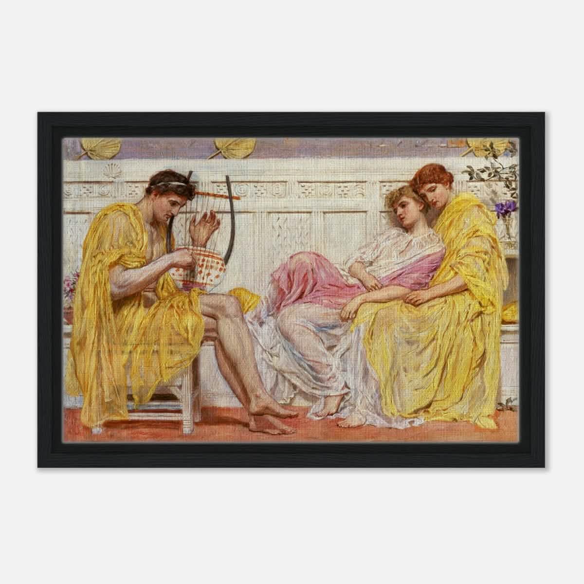 A Musician by Albert Joseph Moore (1867) | Vintage wall art print - Framed Canvas - 30x45 cm / 12x18″ - Black frame