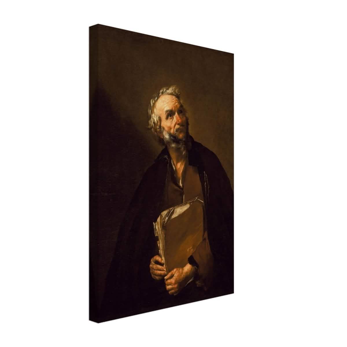 A Philosopher by Jusepe de Ribera | Vintage Wall art print - Canvas - 30x45 cm / 12x18″ -