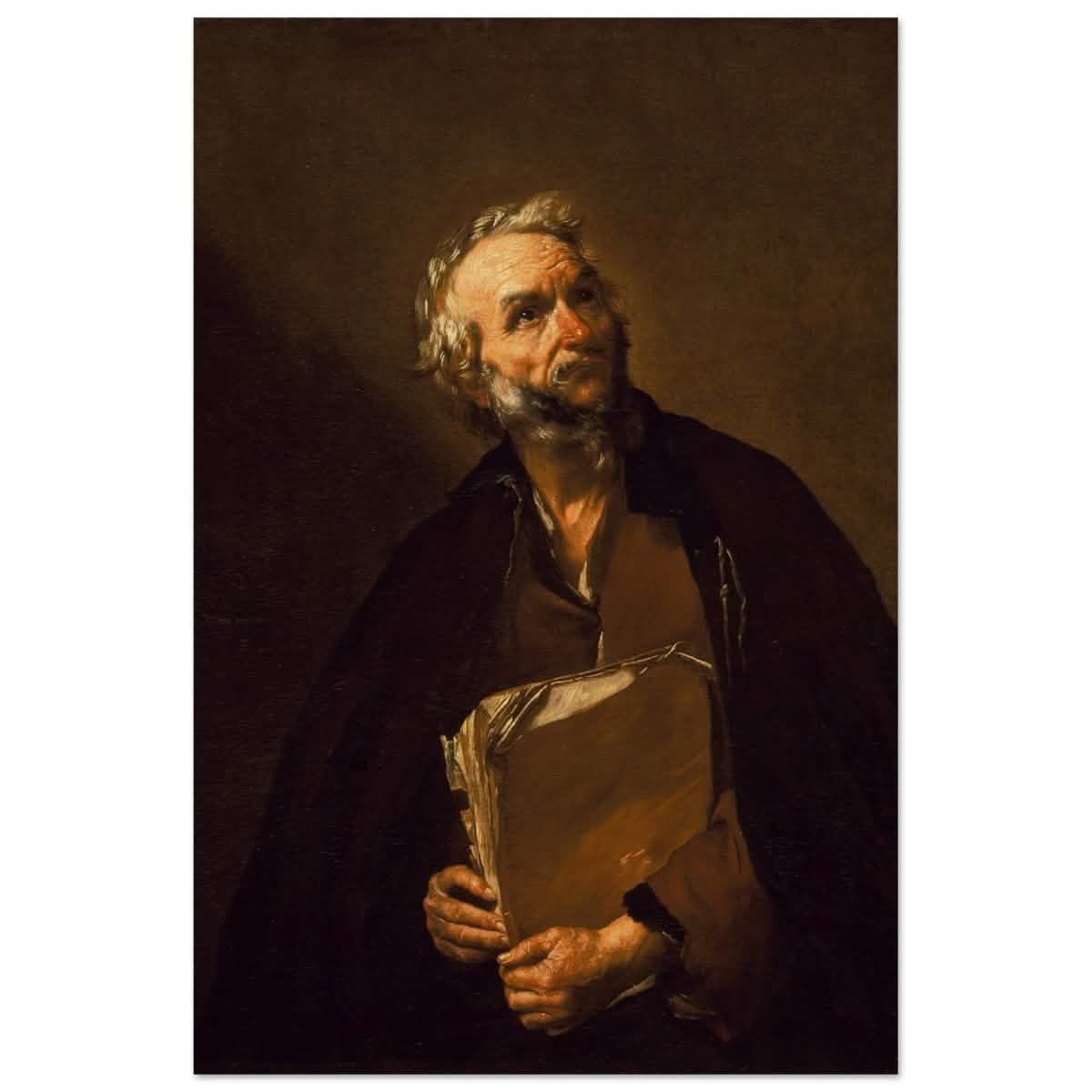 A Philosopher by Jusepe de Ribera | Vintage Wall art print - Wood Prints - 40x60 cm / 16x24″ -