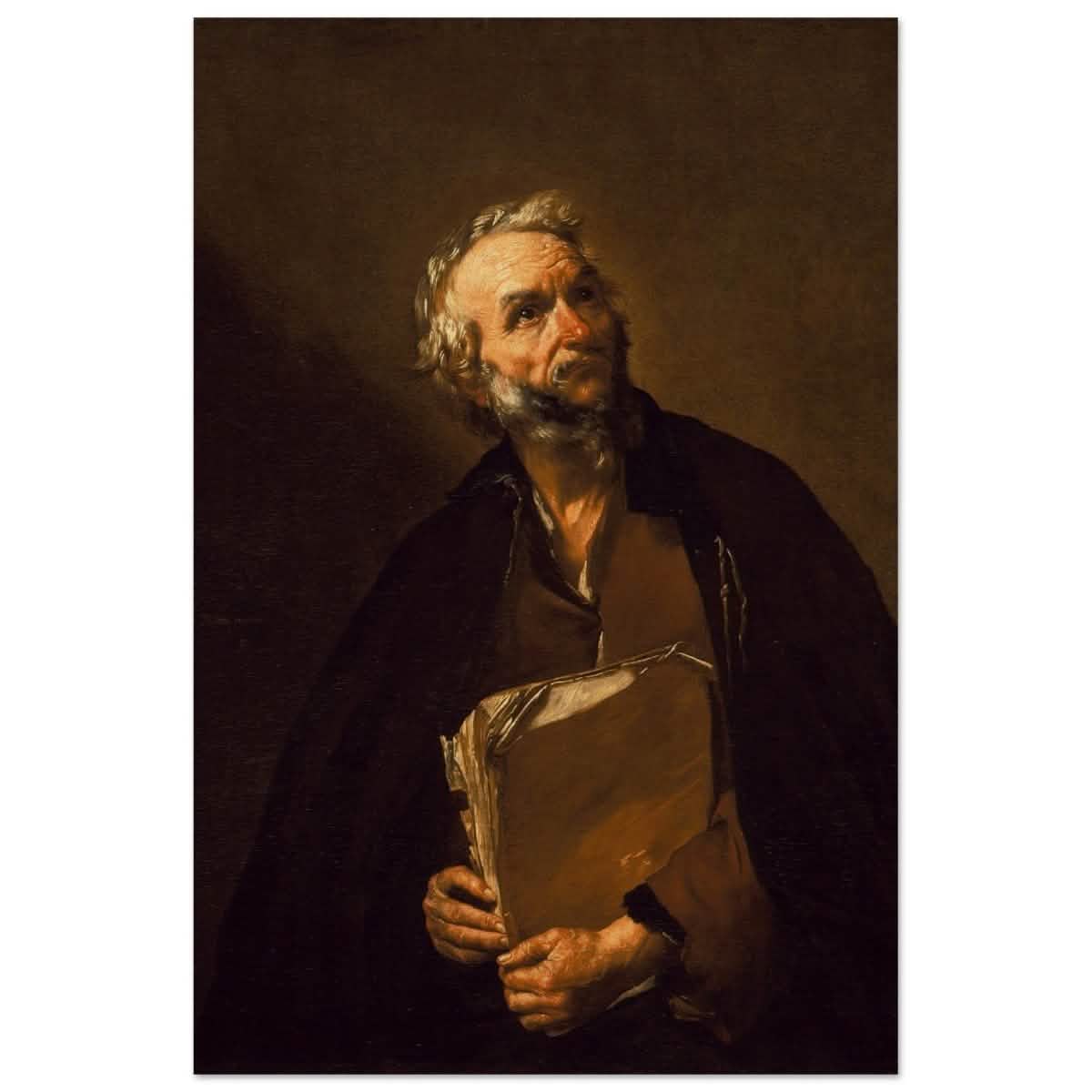 A Philosopher by Jusepe de Ribera | Vintage Wall art print - Wood Prints - 30x45 cm / 12x18″ -