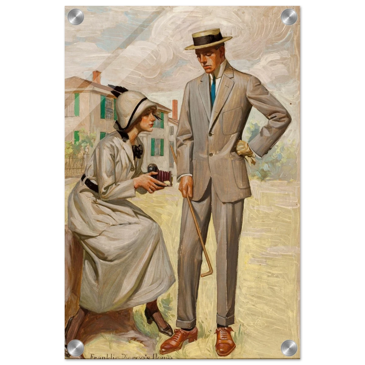 "A Timeless Pose" – Vintage Illustration by Franklin Booth | Romantic Americana Wall Art Print - Acrylic Print - 30x45 cm / 12x18″ -