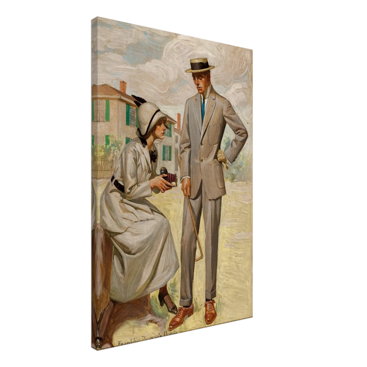 "A Timeless Pose" – Vintage Illustration by Franklin Booth | Romantic Americana Wall Art Print - Canvas - 50x75 cm / 20x30″ -