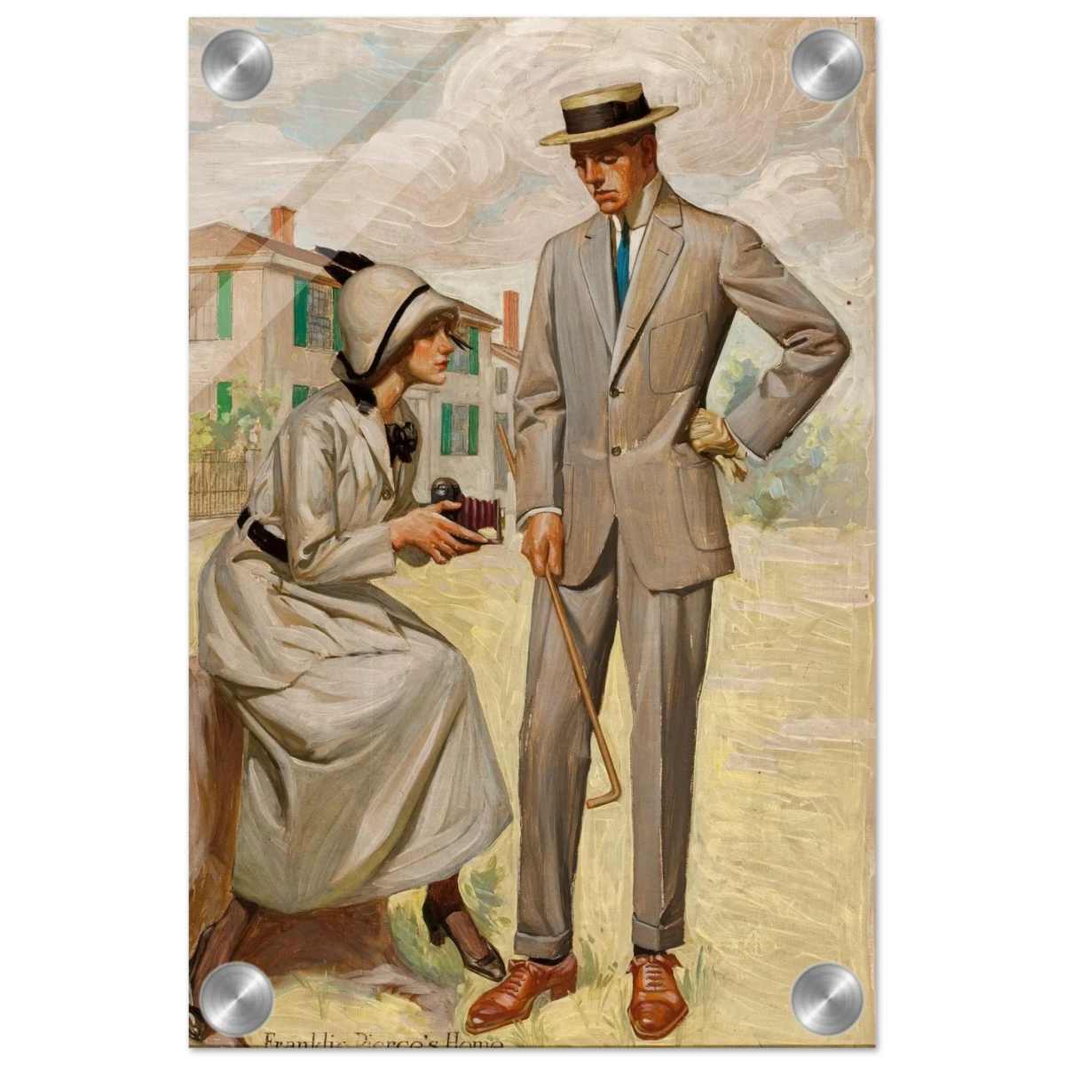 "A Timeless Pose" – Vintage Illustration by Franklin Booth | Romantic Americana Wall Art Print - Acrylic Print - 20x30 cm / 8x12″ -