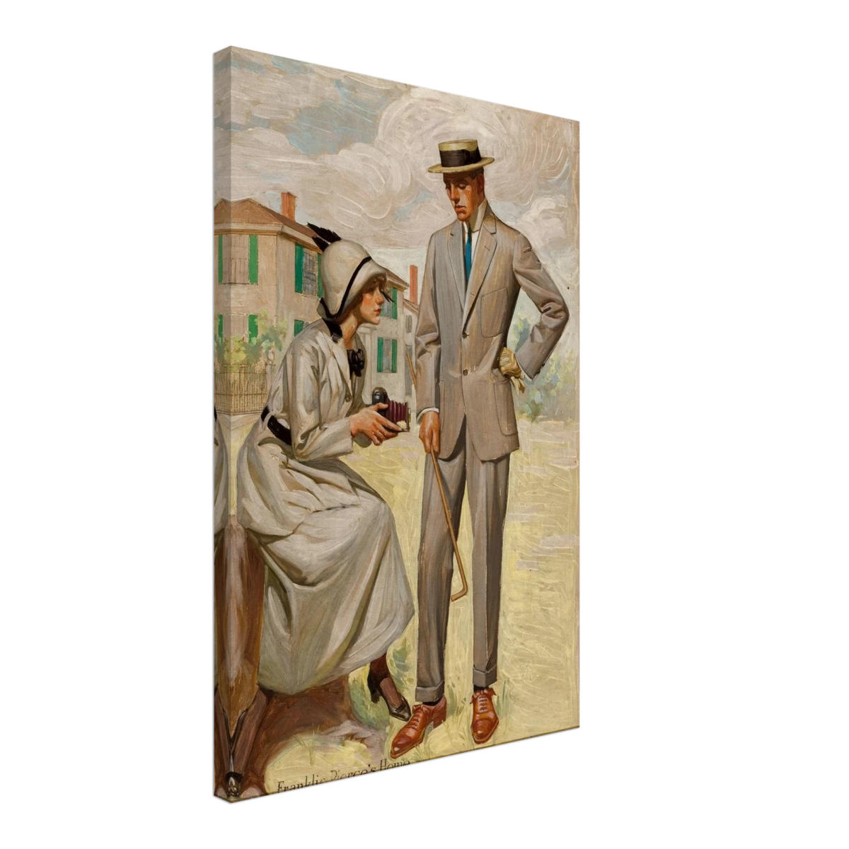 "A Timeless Pose" – Vintage Illustration by Franklin Booth | Romantic Americana Wall Art Print - Canvas - 40x60 cm / 16x24″ -