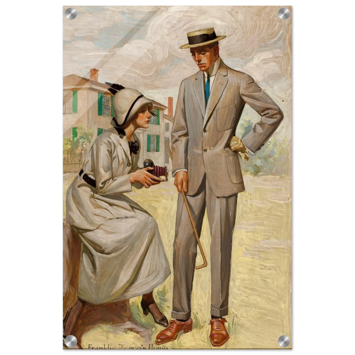 "A Timeless Pose" – Vintage Illustration by Franklin Booth | Romantic Americana Wall Art Print - Acrylic Print - 40x60 cm / 16x24″ -