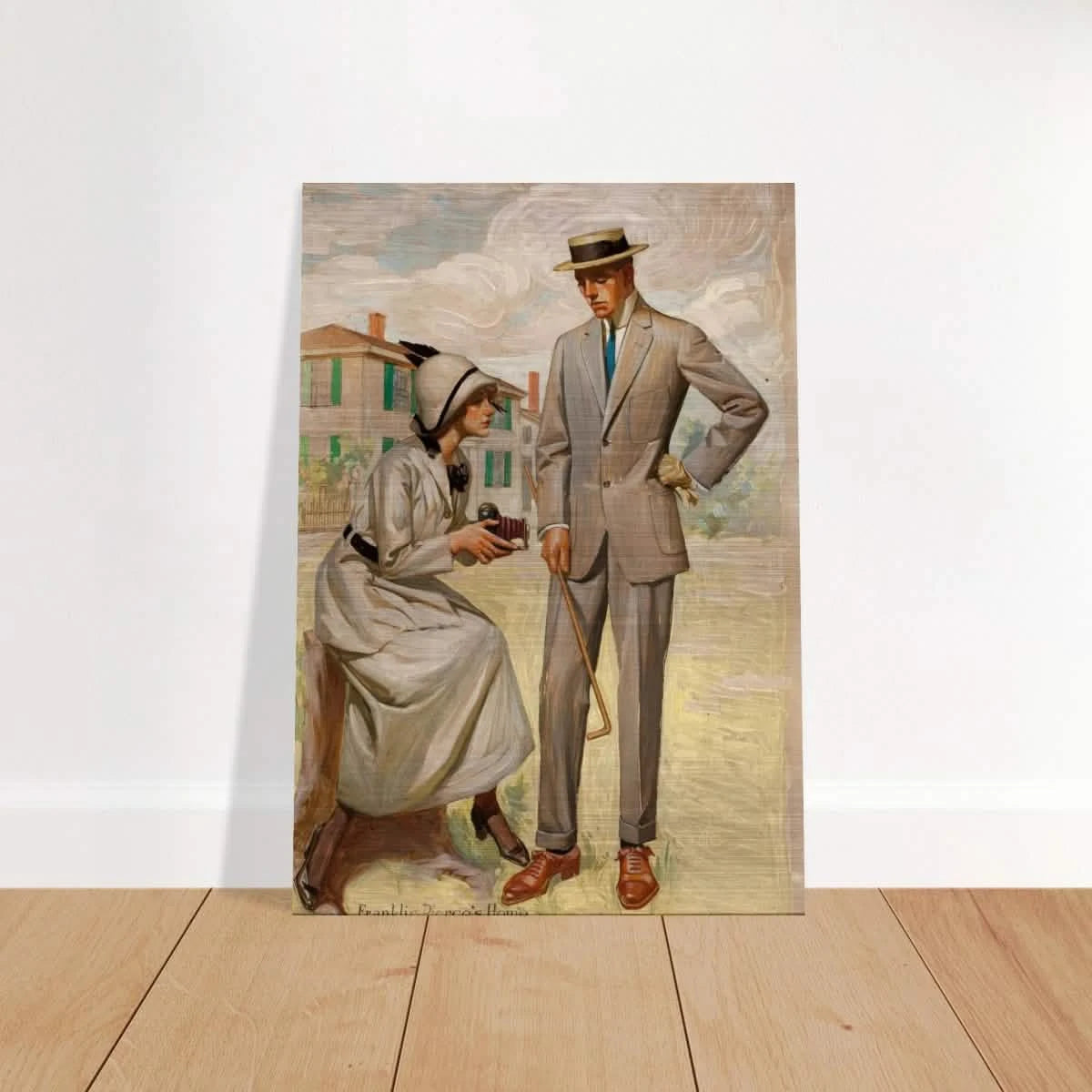 "A Timeless Pose" – Vintage Illustration by Franklin Booth | Romantic Americana Wall Art Print - Brushed Aluminum Print - 70x100 cm / 28x40″ -