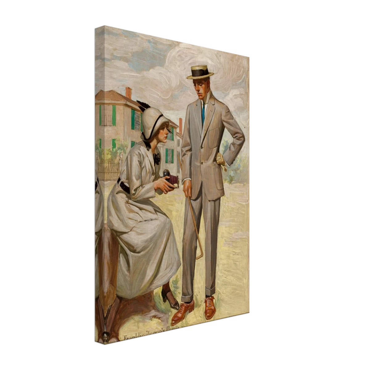 "A Timeless Pose" – Vintage Illustration by Franklin Booth | Romantic Americana Wall Art Print - Canvas - 30x45 cm / 12x18″ -