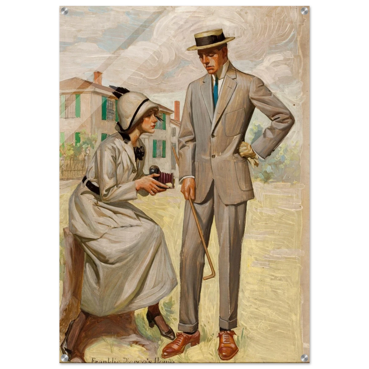 "A Timeless Pose" – Vintage Illustration by Franklin Booth | Romantic Americana Wall Art Print - Acrylic Print - 70x100 cm / 28x40″ -