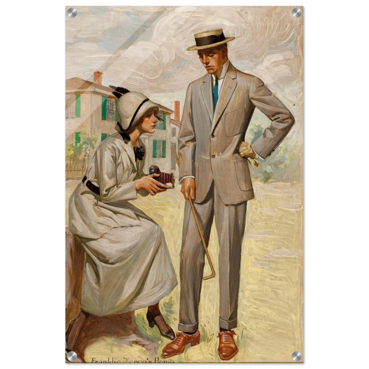 "A Timeless Pose" – Vintage Illustration by Franklin Booth | Romantic Americana Wall Art Print - Acrylic Print - 50x75 cm / 20x30″ -