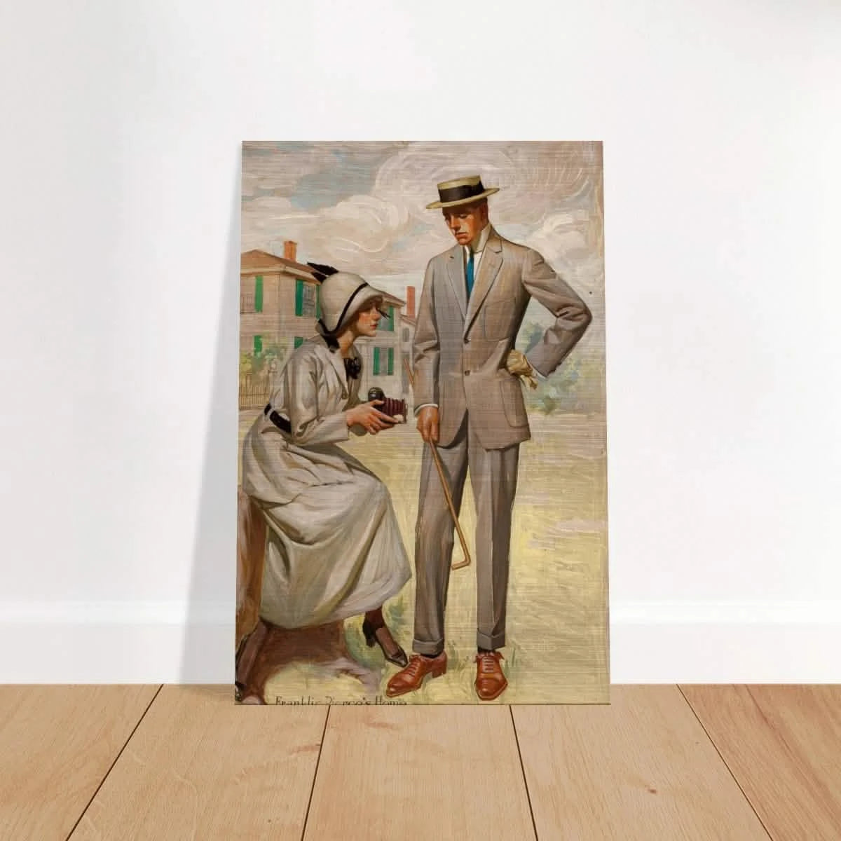 "A Timeless Pose" – Vintage Illustration by Franklin Booth | Romantic Americana Wall Art Print - Brushed Aluminum Print - 60x90 cm / 24x36″ -