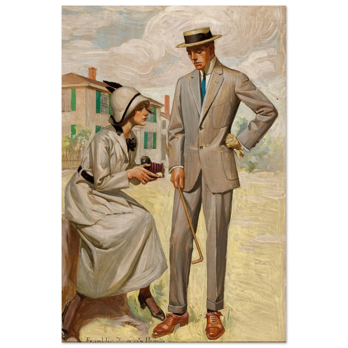 "A Timeless Pose" – Vintage Illustration by Franklin Booth | Romantic Americana Wall Art Print - Fine Art Poster - 60x90 cm / 24x36″ -