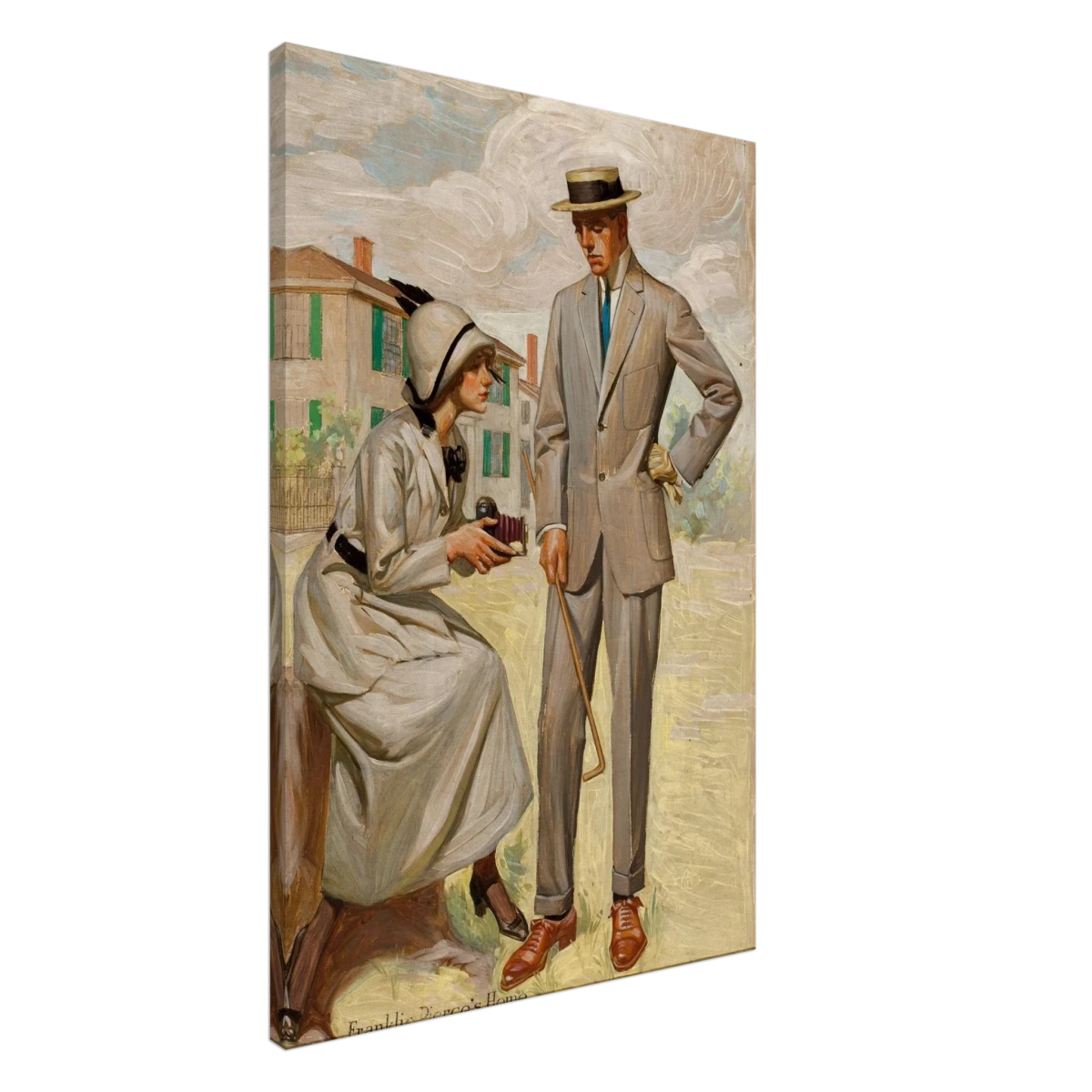 "A Timeless Pose" – Vintage Illustration by Franklin Booth | Romantic Americana Wall Art Print - Canvas - 60x90 cm / 24x36″ -